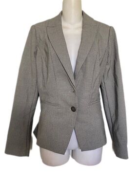 WHBM Tailored Gray Plaid Women's Blazer Jacket 8